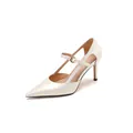 Elegantes salones de punta crema con correa al tobillo para ropa formal de mujer - 32 / Champán