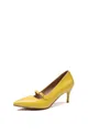 Elegantes salones de tacón de aguja en charol amarillo con punta fina y hebilla - 34 / Amarillo
