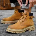Bottes de travail classiques en cuir jaune à semelle épaisse pour hommes et femmes - 38 / Jaune Doré Homme (Chaussure Simple)