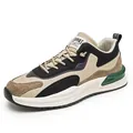Men's Japanese style low-top casual sneakers in beige and black color with thick sole - 39 / Beige