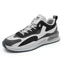 Men's low-top casual sneaker in black and white with breathable mesh and thick sole - 39 / Gray