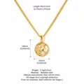 Vergulde Steenbok sterrenbeeld munt ketting met schelp inleg, 16mm diameter - Steenbok - Goud
