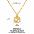 Pisces zodiac coin necklace in 18k gold plated stainless steel, size 16mm, chain 40cm+5cm - Pisces - Gold
