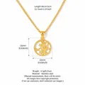 18K gold plated stainless steel zodiac coin necklace with dimensions and weight info - Virgo - Gold