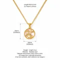 Gold Sagittarius zodiac coin necklace with pink shell inlay and stainless steel chain. - Sagittarius - Gold