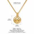 Cancer zodiac shell coin necklace in 18k gold plated stainless steel, 16mm pendant. - Cancer - Gold