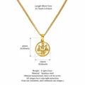 Gold-plated stainless steel Libra zodiac coin necklace with 16mm pendant - Libra - Gold