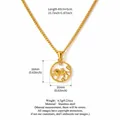 12 Zodiac Leo sign stainless steel coin necklace with white shell inlay 18k gold plated finish - Leo - Gold