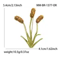 Elegante broche de planta Sanguisorba dorada con medidas específicas de tamaño y peso - Oro KC-Naranja (MM-BR-1377)