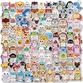 Set of cute cartoon animal stickers with motivational English quotes for kids. - Inspirational Animal Slogan Stickers (BP-DWLZ-100)