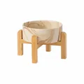 Moderner Keramik-Futternapf mit Marmormuster und Bambusständer - Erhöhter Einzelnapf mit Bambusständer / Groß 20cm / Marmormuster Matt