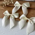 2.5cm wide cream satin ribbon bows for DIY hair accessories, crafts and clothing - Basic Bowknot / 4 Pieces/Pack (Ribbon Width 2.5cm) / Light Yellow