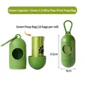 Green capsule pet waste bag dispenser with 15-count biodegradable paw print bags - LED Capsule Dispenser + 1 Roll Waste Polybag / 15 Bags Per Roll / Green