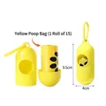 Yellow capsule pet waste bag dispenser with 15-count paw print bags for outdoor dog walking - LED Capsule Dispenser + 1 Roll Waste Polybag / 15 Bags Per Roll / Yellow
