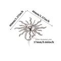 Detailed dimension view of silver sun shaped open ring with 40mm outer and 17mm inner diameter - Silver Sunburst Radiant Style (P8196697)