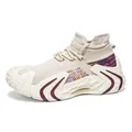 Breathable high-top knit sneakers with chunky jagged sole and colorful accents for men - 39 / Beige