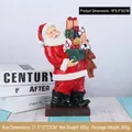 Statuetta di Babbo Natale in resina dipinta a mano con regali e orsetto per decorazioni natalizie - Stile Portando Regali (RRW106-F)