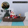 Statuetta in resina di Babbo Natale in barca con albero di Natale e animali della foresta - Stile Remando sulla barca (RRW104-D)