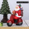 Statuetta di Babbo Natale dipinta a mano su uno scooter rosso in resina per decorazioni - Guida della moto (RRW104-C) / Rosso bianco
