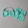 Set reggiseno sportivo allacciato al collo verde menta e pantaloncini yoga a vita alta push-up - Verde menta
