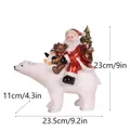 Statuina natalizia in resina Babbo Natale su orso polare con dettagli dimensioni - Babbo Natale a cavallo di un orso (RRW124-A) / Rosso bianco