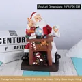 Statuetta di Babbo Natale in resina per decorazione festiva di scrivania e casa - Babbo Natale alla scrivania con lista (RRW106-H) / Rosso bianco