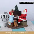 Ornamento in resina Babbo Natale che suona il piano con cane e albero - Babbo Natale che suona il piano (RRW109-B) / Rosso bianco