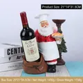 Portabottiglie Babbo Natale chef in resina per decorazione festiva della tavola di Natale - Portavino Babbo Natale (RRW103-C) / Rosso bianco