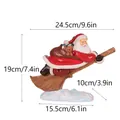 Statuetta di Babbo Natale in resina che vola su scopa con dimensioni 24,5 cm mostrate - Stile Cavalcando la Scopa (RW123-mofa)