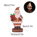 Statuina di Babbo Natale in resina da 28cm con luci a LED per decorazioni natalizie - Stile Omino di Pan di Zenzero A con Luce (RRW127-A)