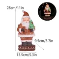 Statuina di Babbo Natale in resina da 28cm con orsetto e guida taglie - Stile Omino di Pan di Zenzero B con Luce (RRW127-B)