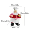 Statuina Babbo Natale chef in resina decorazione con dettagli dimensioni 17 cm altezza - Stile Chef con Bicchiere e Vassoio (RRW152)