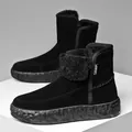 Botas de nieve para hombre en ante negro con suela gruesa y forro polar cálido - 39 / Negro