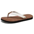 Komfortable Herren-Outdoor-Strand-Flip-Flops mit braunem Fußbett und weißen Riemen. - 35-36 / Weißbraun