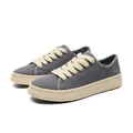 Scarpe in tela grigia minimaliste con lacci beige spessi e suola platform stile retrò - 40 / Blu zaffiro