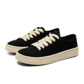 Sneakers retrò in tela nera da uomo con lacci spessi color crema e suole robuste - 40 / Nero