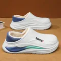 White fleece-lined winter clogs featuring a waterproof upper and anti-slip platform sole - 30/31 / Haze Blue