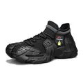 Men's high-quality black breathable flyknit casual sneakers with unique octopus sole - 35 / Black