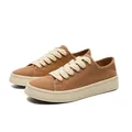 Sneakers in tela marrone retrò con lacci bianchi spessi e suola platform color crema - 40 / Kaki