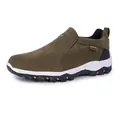 Men's outdoor hiking shoes in army green suede with slip-on design and anti-slip sole - 39 / Green