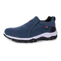Men's navy blue slip-on outdoor casual shoes with rugged anti-slip rubber sole - 39 / Blue