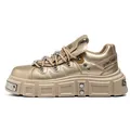Sneaker platform oro metallizzato con borchie punk e suola spessa per uomo. - 39 / Oro