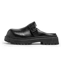 Mules de cuero negro de alta calidad para hombre, transpirables con suela gruesa y hebilla - 39 / Negro