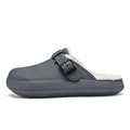 Grey men's outdoor warm fleece-lined platform slippers with adjustable buckle strap - 36/37 / Light Gray