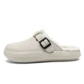 Zoccoli caldi da uomo beige foderati in pelliccia suola spessa con fibbia - 36/37 / Bianco avorio