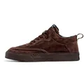 Premium dark brown suede casual sneakers for men with lace-up closure and textured platform sole - 39 / Brown