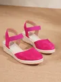 Sandalias de cuña tipo alpargata fucsia con punta cerrada y correa en el tobillo - 34 / Rosa rojo