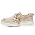 Men's stylish breathable woven platform sneakers in beige with tassel and impala tag - 39 / Platform Work Woven Style (925) / Beige