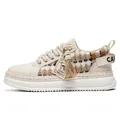 Breathable woven thick-sole men's casual fashion sneaker in beige and tan colorway - 39 / Platform Work Woven Style (926) / Beige
