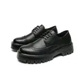 Klassische schwarze Brogue-Lederschuhe mit dicker, profilierter Plateausohle für Herren - 38 / Schwarz